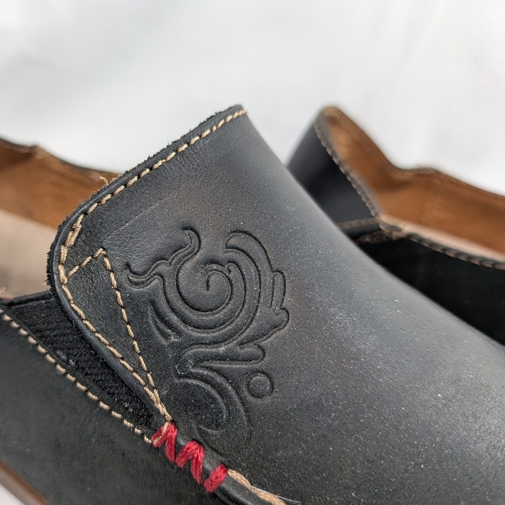 OluKai Black Leather Moccasins; Nohea Nubuck Slip On Loafers